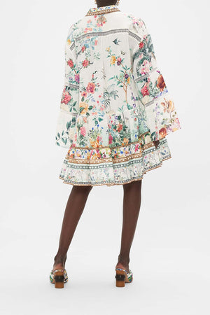 Camilla Tiered Dress With Lace Trim At Yoke - Plumes And Parterres