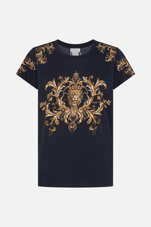 Camilla Duomo Dynasty Slim Fit Round Neck T.Shirt - Solid Black