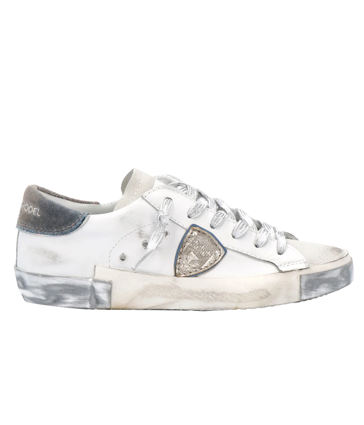 Philippe Model PRSX Low Woman - Veau Valour Blanc Argent