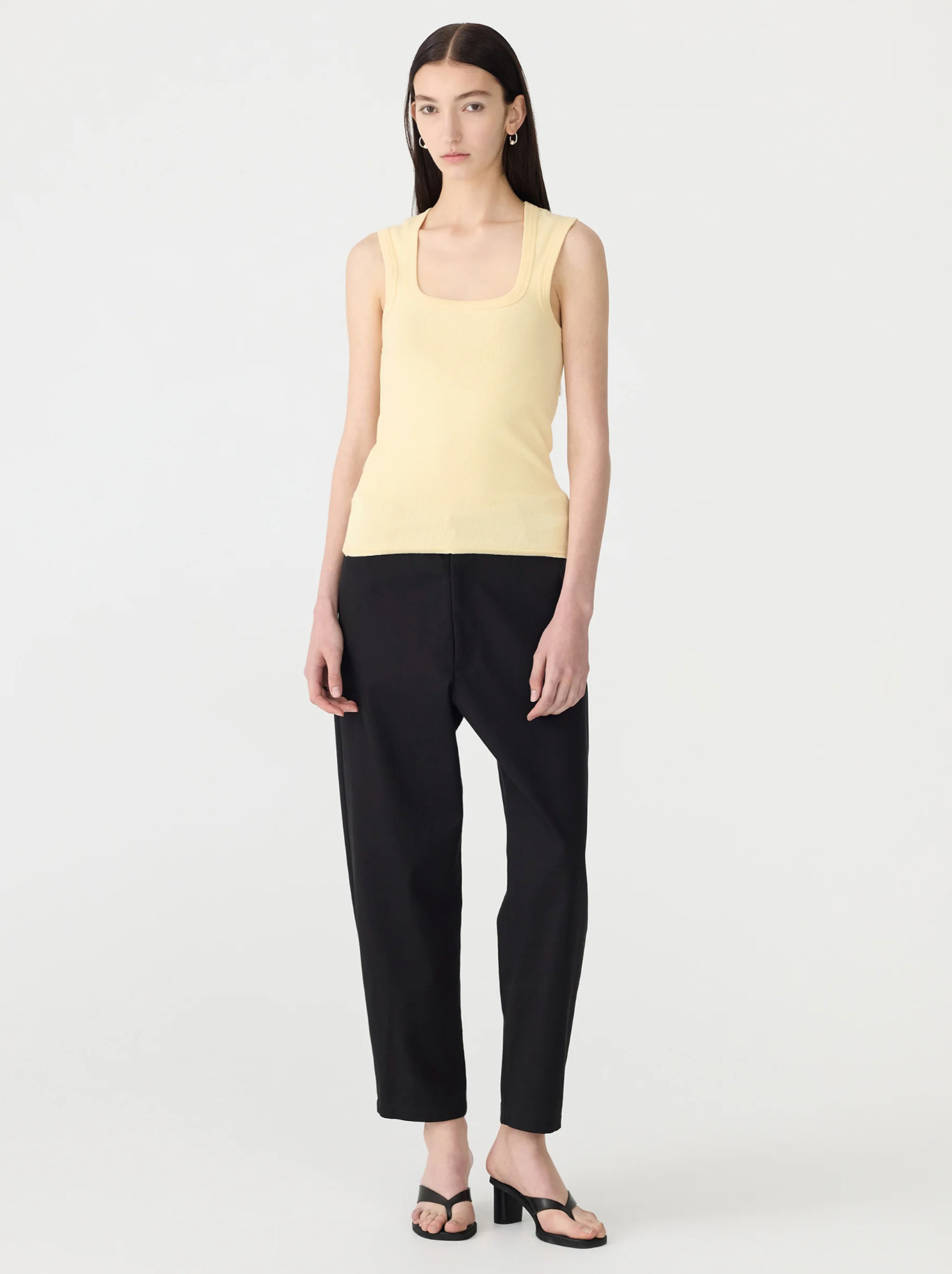 Bassike Low Scooped Rib Tank Lemon Glaze