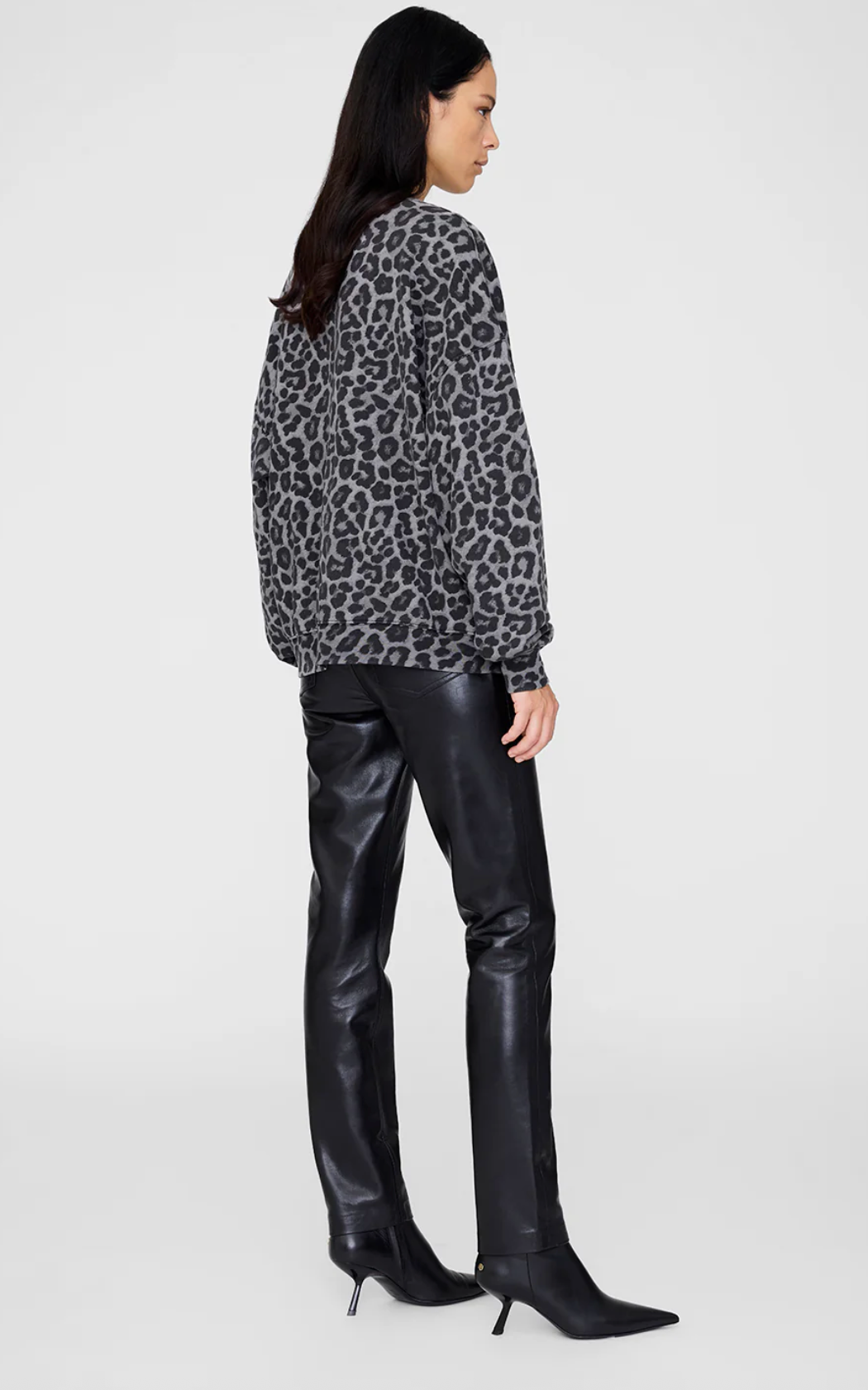 Anine bing Miles Sweatshirt - Grey Leopard