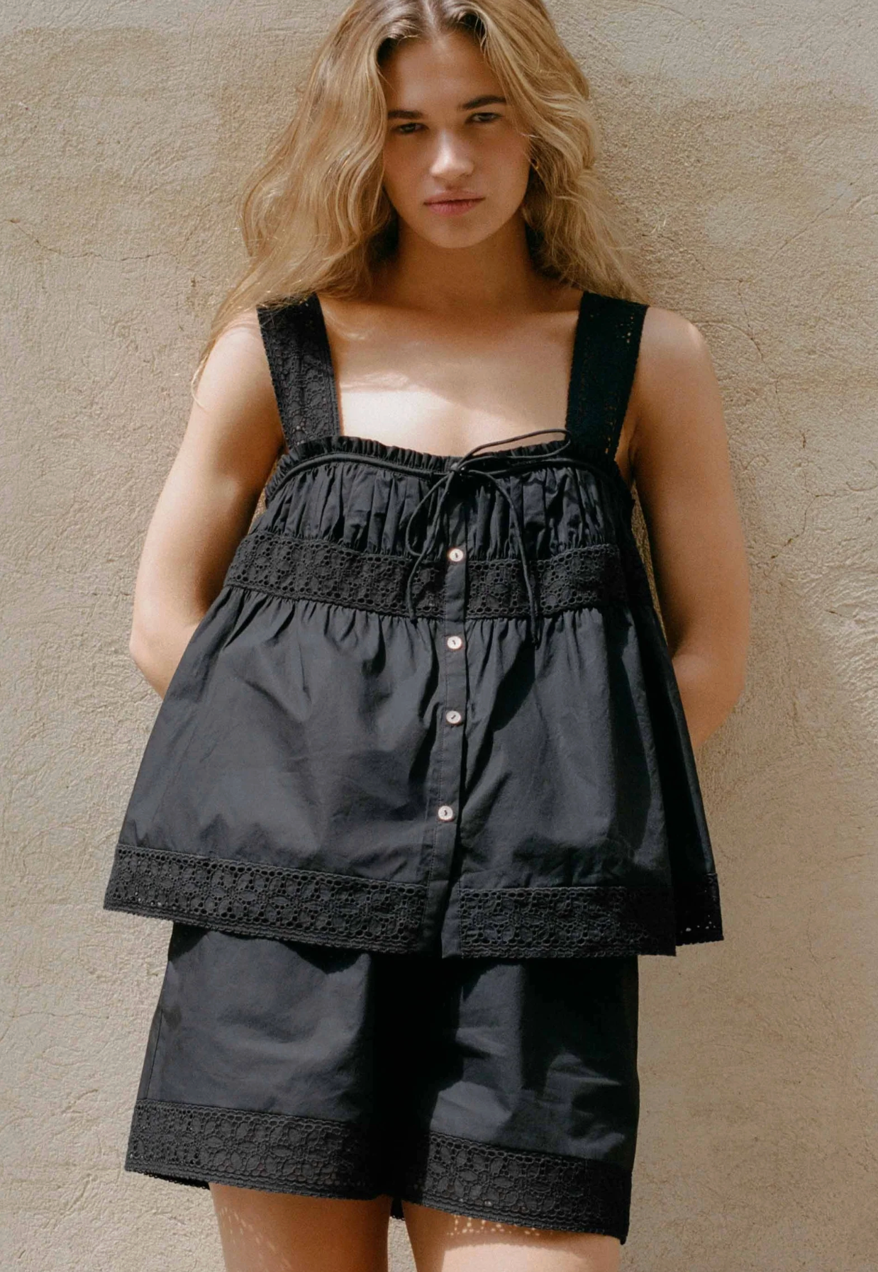Peony Summer Cami - Noir