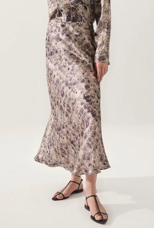 Silk Laundry Long Bias Cut Skirt - Aster Floral