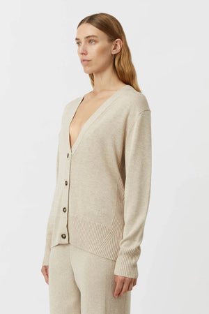 Camilla and Marc Macie V Neck Cardigan - Oatmeal Melange