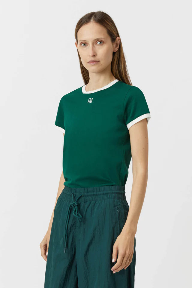 Camilla and Marc Sofia Slim Fit Tee - Varsity Green/White