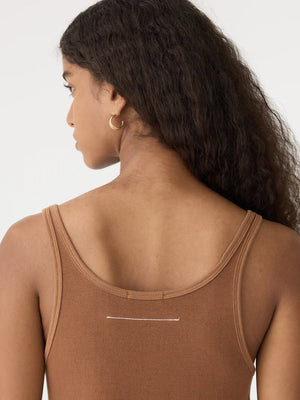 Bassike Slim Scoop Rib tank - Argan