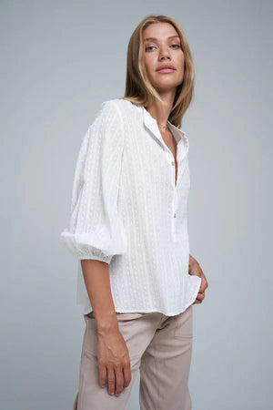 Lilya Agatha Top - Dot Stripe Ivory