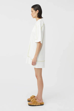 Camilla and Marc Fortuna Cotton Mini Tee Dress - Soft White Lemon Milk