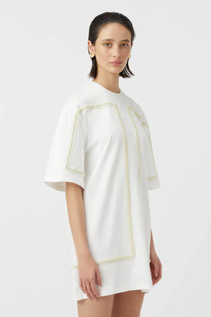 Camilla and Marc Fortuna Cotton Mini Tee Dress - Soft White Lemon Milk