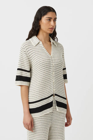 Camilla and Marc Reef Knit Boyfriend Shirt - Cream/Black