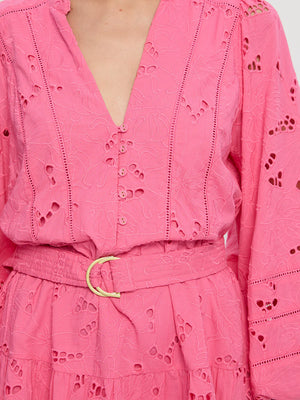 Kivari Corfu Mini Dress - Pink Embroidery