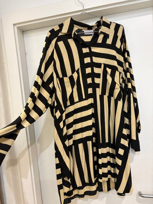 Lilya Dali Shirt Dress - Oxford Block - Black/Chai