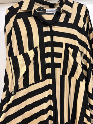 Lilya Dali Shirt Dress - Oxford Block - Black/Chai
