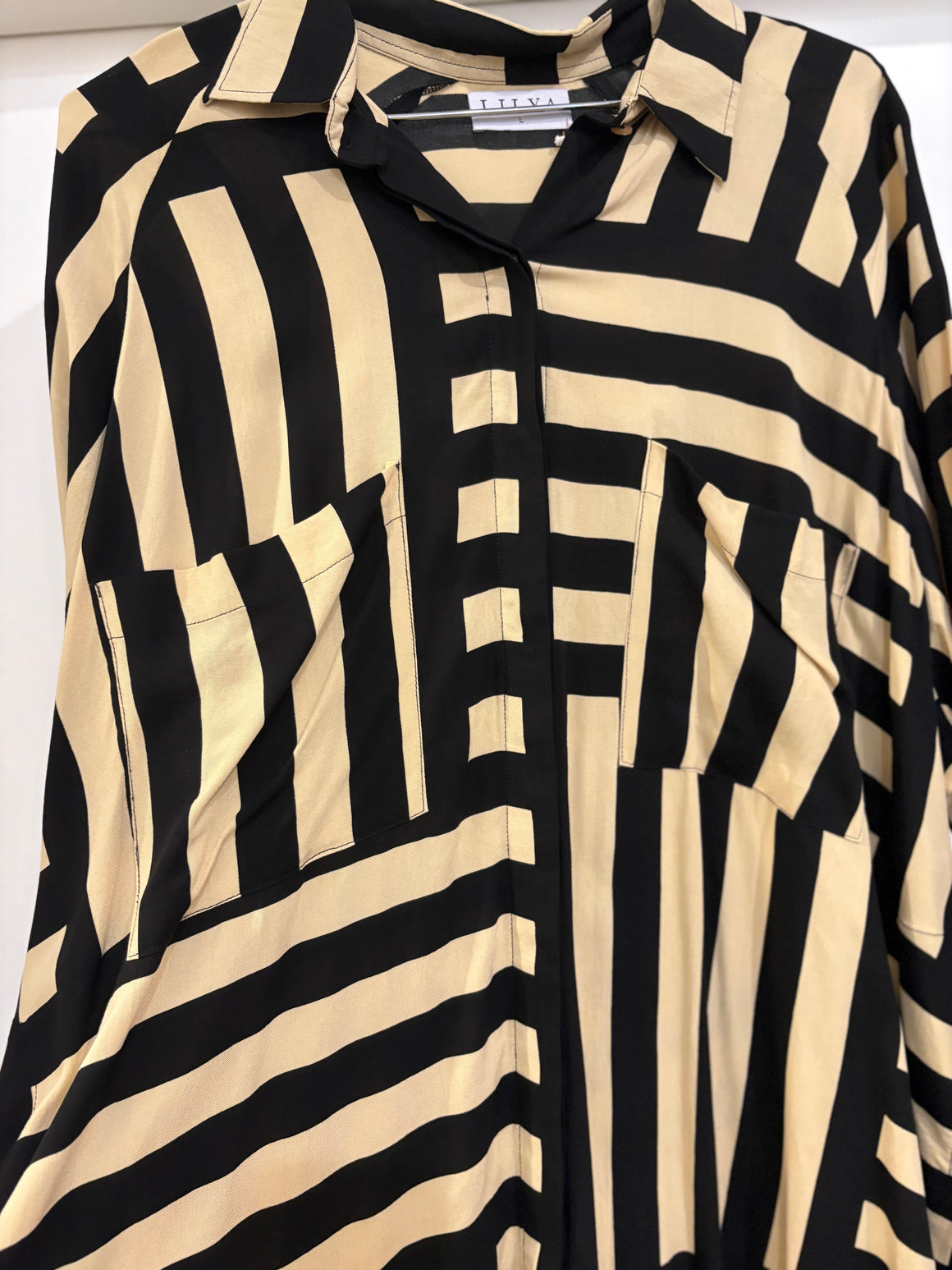 Lilya Dali Shirt Dress - Oxford Block - Black/Chai