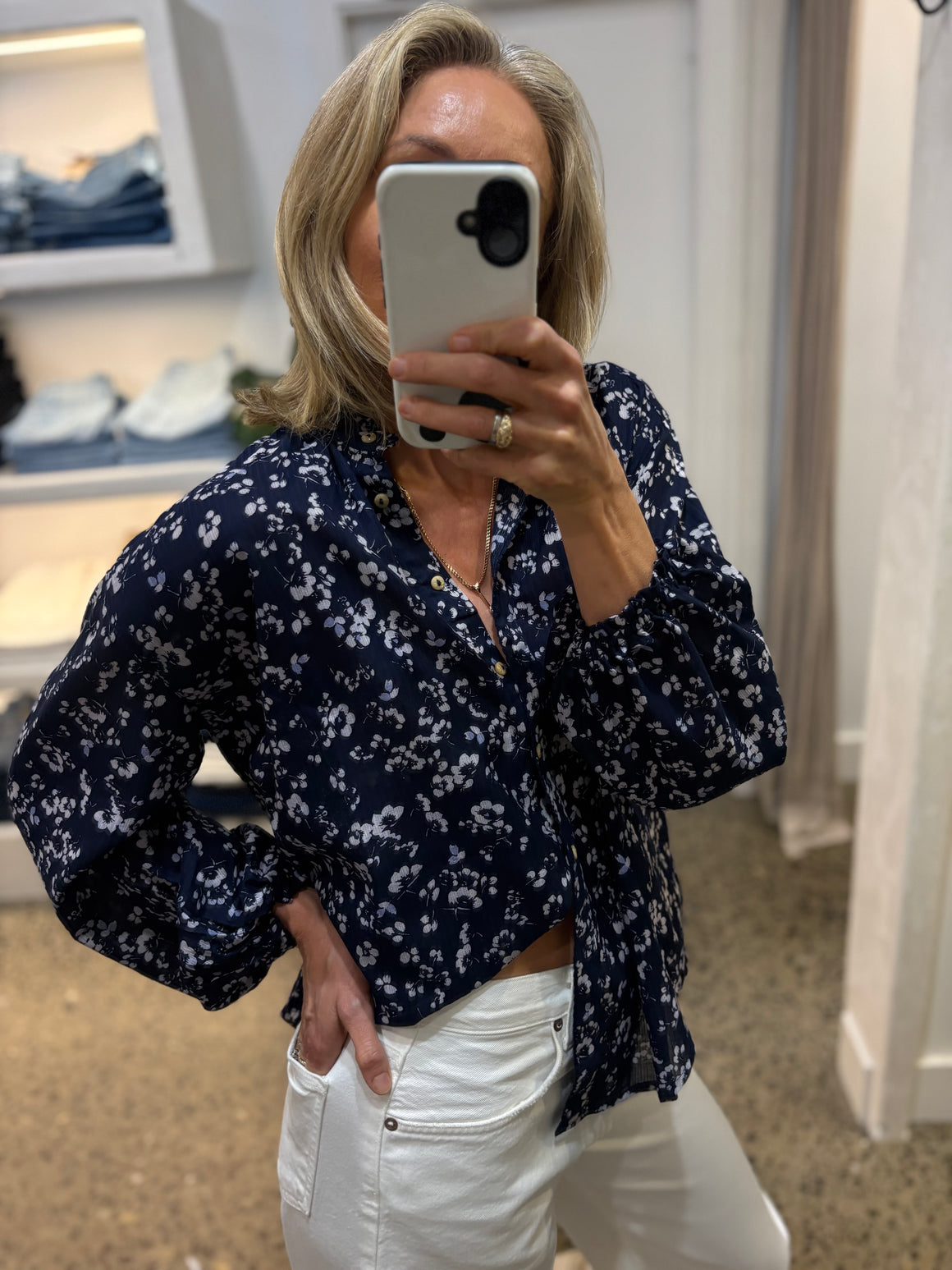 Lilya Solace Blouse - bijou Floral Navy