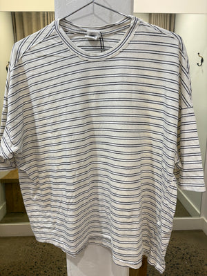 Bassike Stripe Slouch T-Shirt - Black/White/Undyed