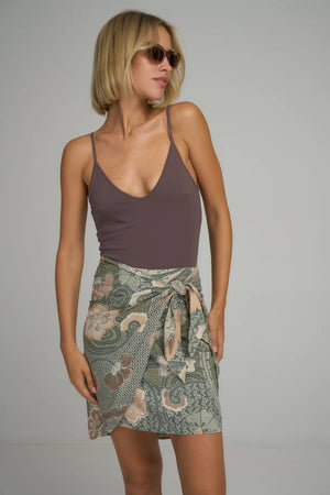 Lilya Martini Wrap Mini Skirt - Batki Sage