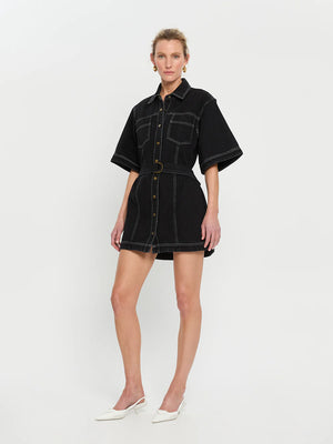 Kivari Rowyn Denim Shirt Dress - Black