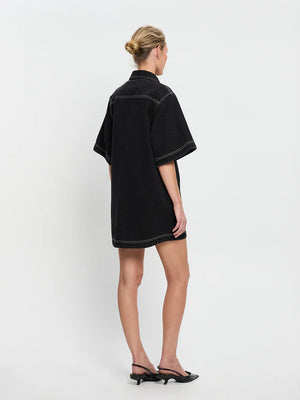 Kivari Rowyn Denim Shirt Dress - Black