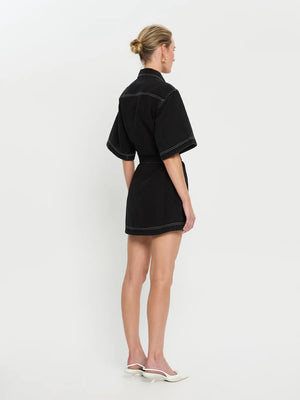 Kivari Rowyn Denim Shirt Dress - Black