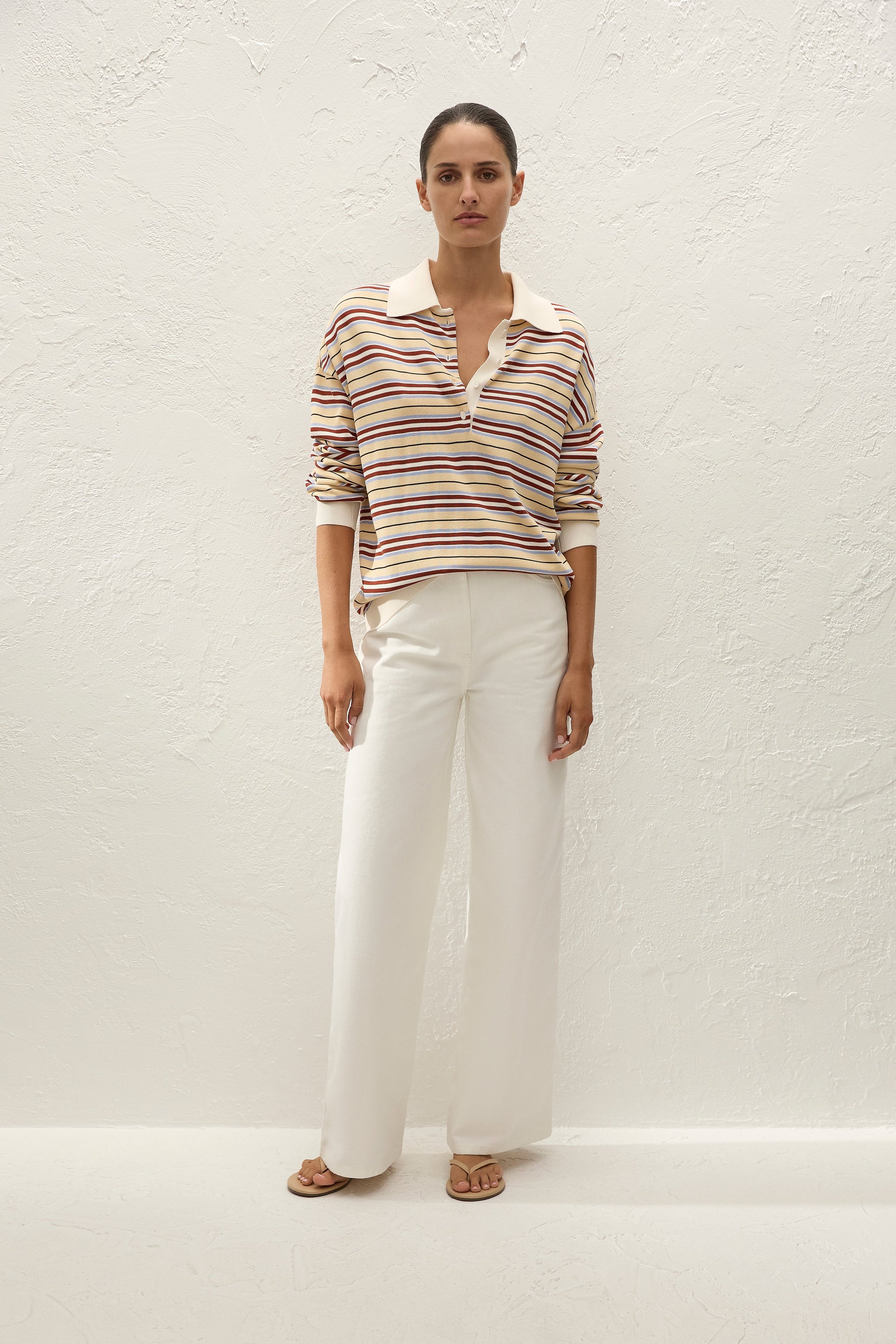 Faithfull the Brand Harlow Oversized Polo Cila Stripe Butter