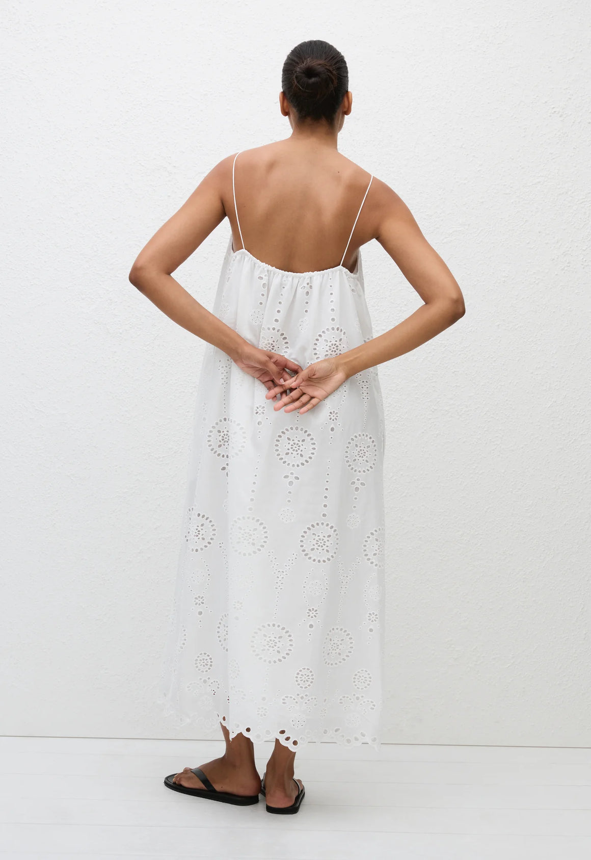 Matteau Broderie Cami Midi Dress - White