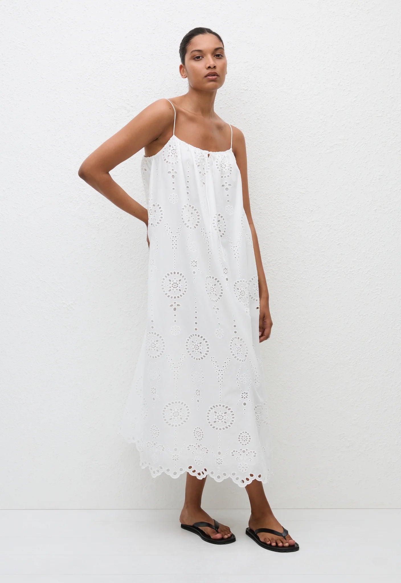 Matteau Broderie Cami Midi Dress - White