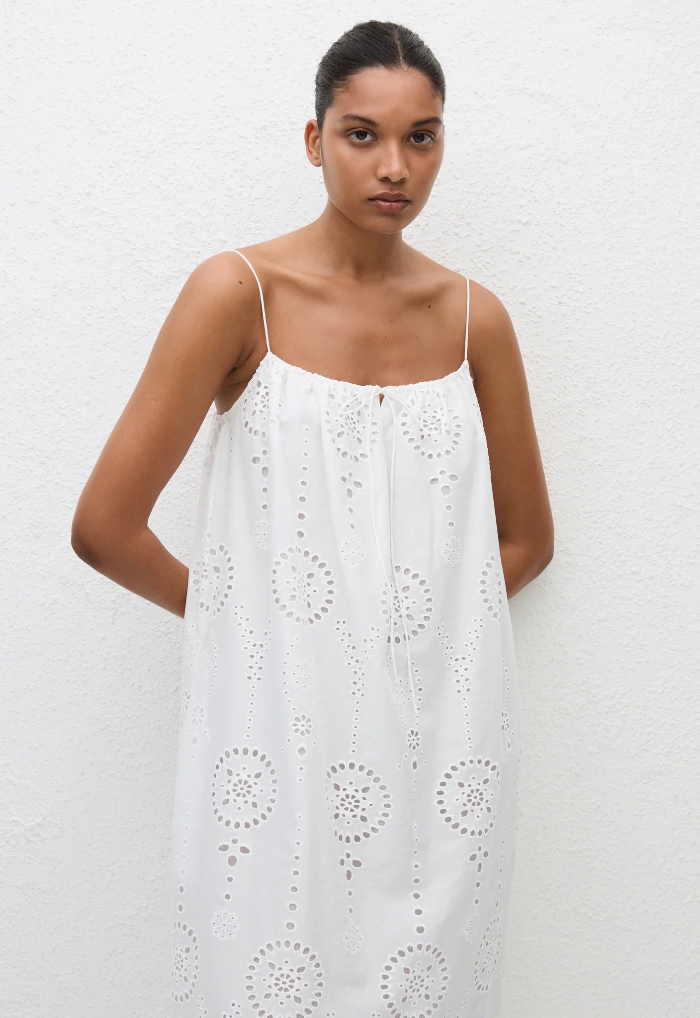 Matteau Broderie Cami Midi Dress - White