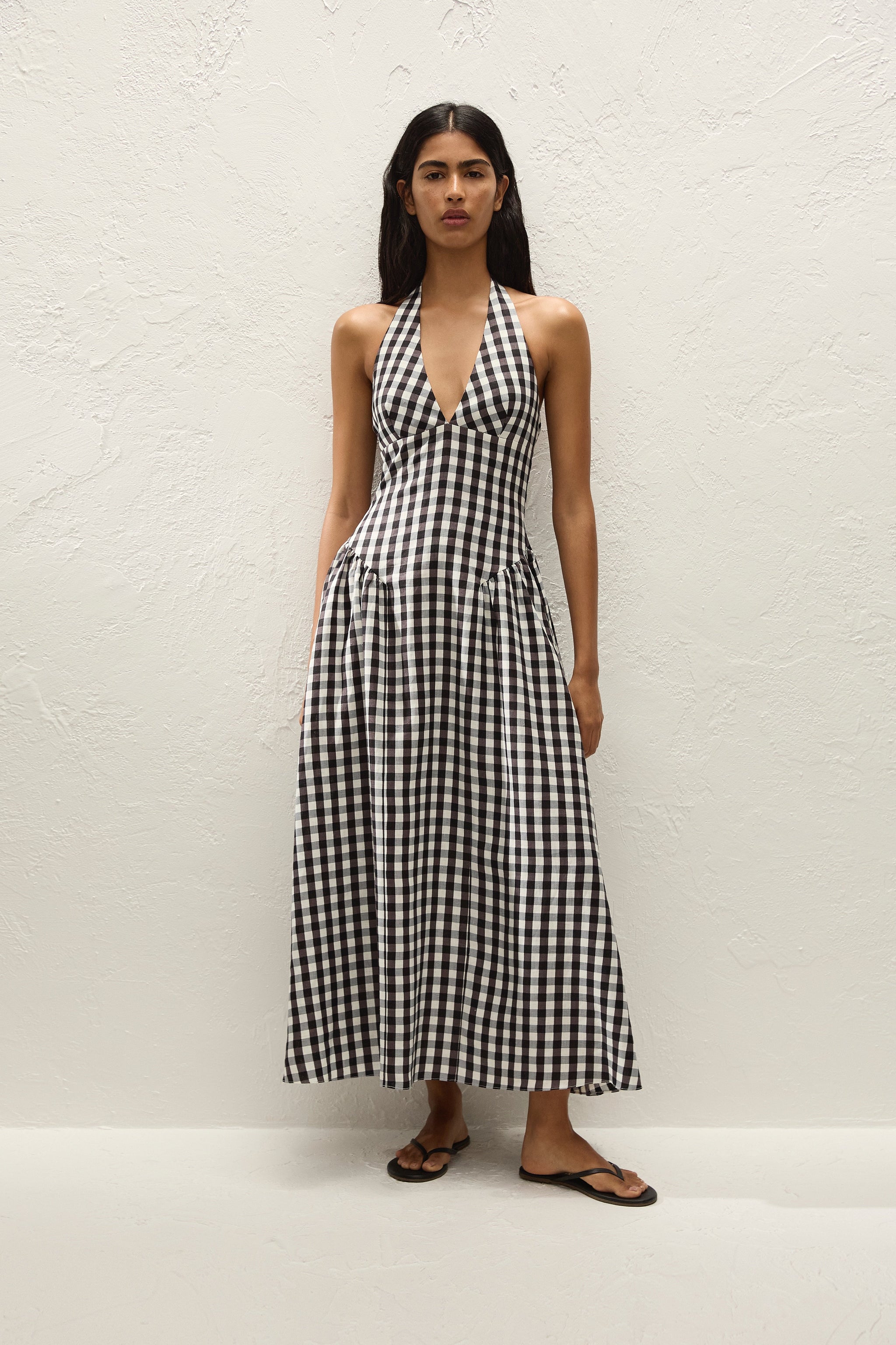 Faithfull the Brand La Cala Midi Dress Gingham Black