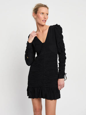 Kivari Scarlett Gathered Mini Dress - Black