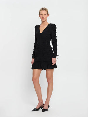 Kivari Scarlett Gathered Mini Dress - Black