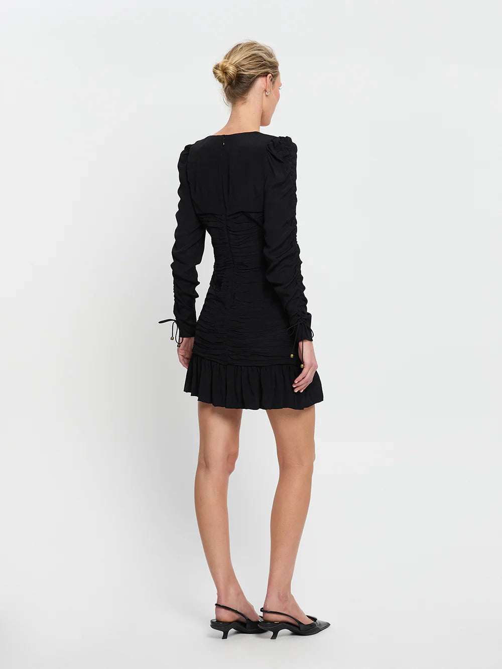 Kivari Scarlett Gathered Mini Dress - Black