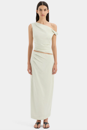 SIR. Iris Asymmetric Midi Skirt - Light Sage