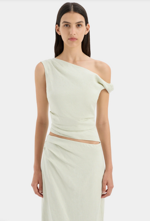 SIR. Iris Asymmetric Midi Skirt - Light Sage