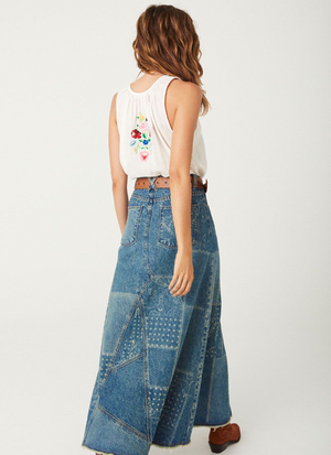 Spell Road Trip Denim Maxi Skirt - Bandana