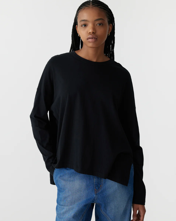 Bassike Boxy Heritage L/S T.Shirt - Black