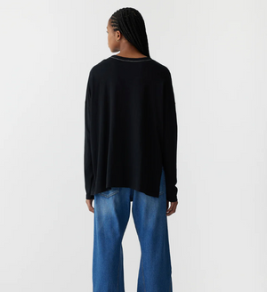 Bassike Boxy Heritage L/S T.Shirt - Black