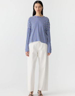 Bassike Stripe Circle L/S T.Shirt - Nat/Cobalt