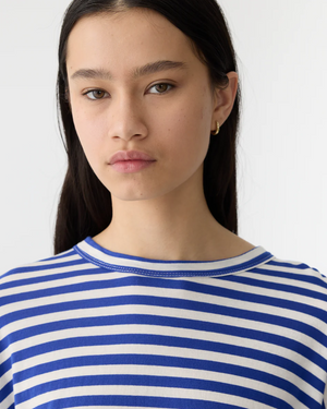 Bassike Stripe Circle L/S T.Shirt - Nat/Cobalt