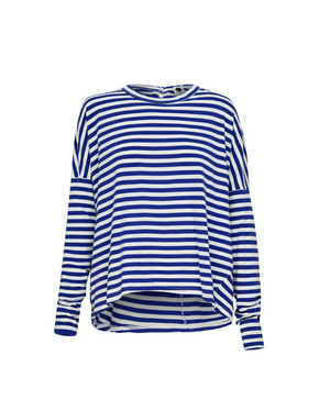 Bassike Stripe Circle L/S T.Shirt - Nat/Cobalt