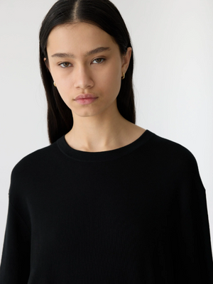 Bassike Mercerised Cotton Knit T.Shirt - Black