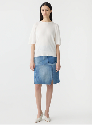 Bassike Mercerised Cotton Knit T.Shirt - Natural