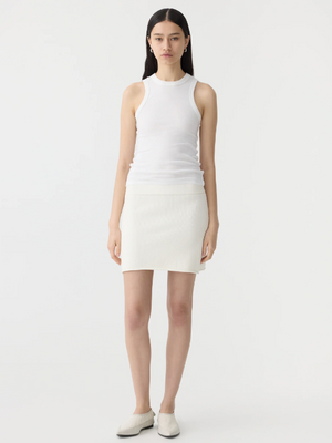 Bassike Combed Cotton Pique Knit Skirt - Natural