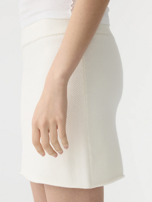 Bassike Combed Cotton Pique Knit Skirt - Natural