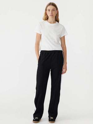 Bassike Twill Stripe Detail Pant - Black/White