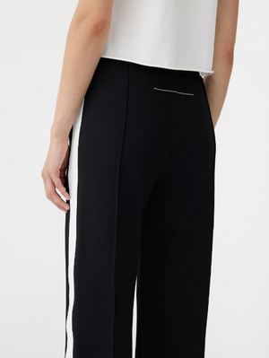 Bassike Twill Stripe Detail Pant - Black/White