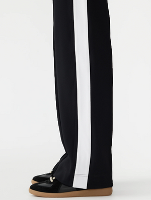 Bassike Twill Stripe Detail Pant - Black/White