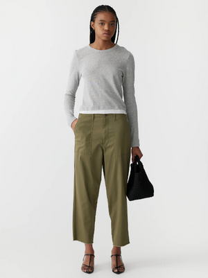 Bassike Stretch Cotton Relaxed Pant - Military