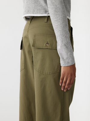 Bassike Stretch Cotton Relaxed Pant - Military