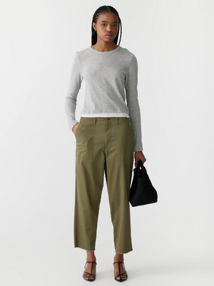 Bassike Stretch Cotton Relaxed Pant - Military